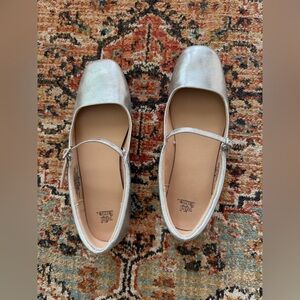 wild fable Metallic Silver Mary Jane Flats